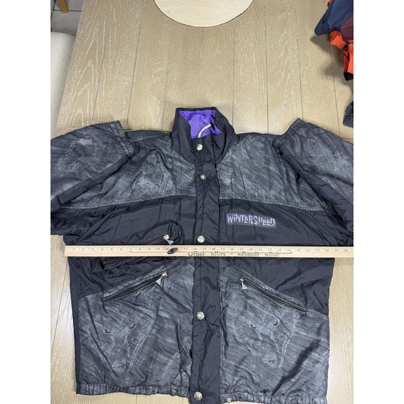 Vintage Luhta Jacket Mens 48 Large Gray Winterspeed Wolf Print Ski Puffer 90s - Picture 6 of 16